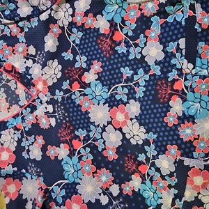 Floral V-Neck Women Top - Blue and Pink